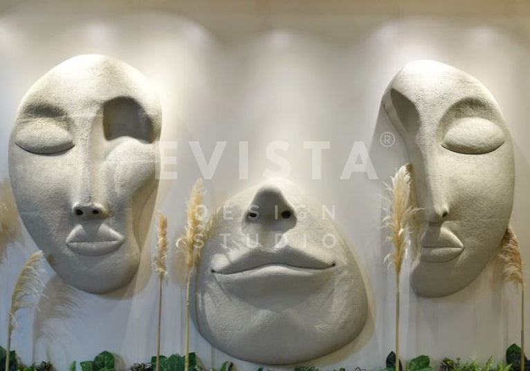 Wall Face Sculpture Set Soft Series 3x2 Meters (118x79 Inches) | Handcrafted Minimalist Face Wall Art Modern Abstract Home Decor