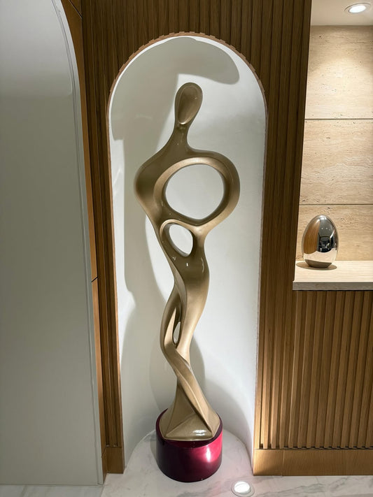 Modern Abstract Figure Sculpture | 180 cm Bronze-Style Floor Statue | Handmade Fiberglass Home Decor