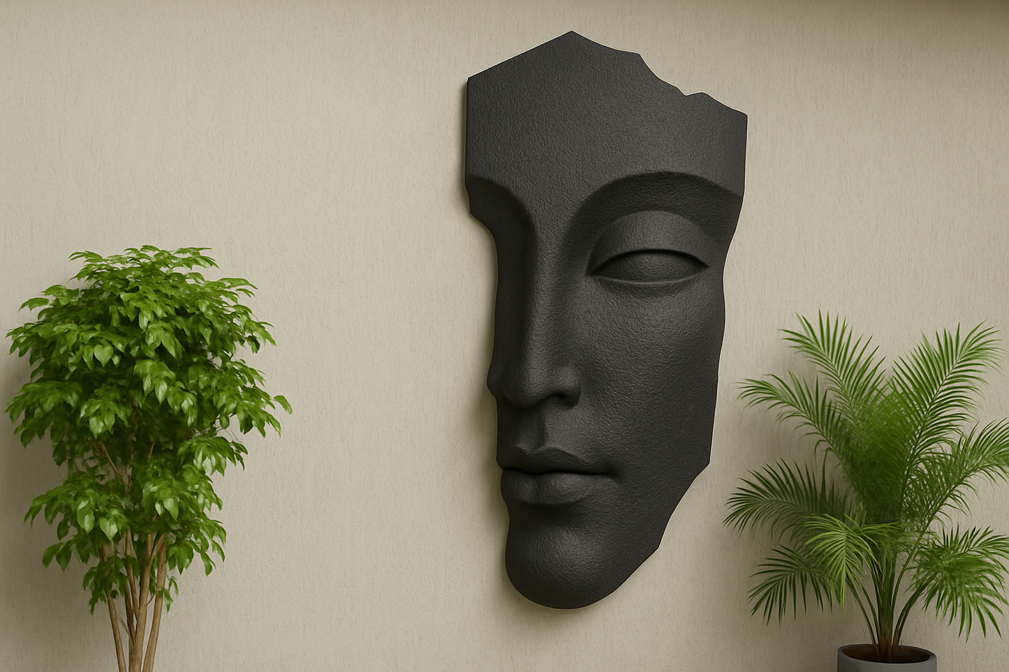 Customizable Face Sculpture Wall Decor, Modern Abstract Wall Art, Large 3D Wall Mask for Home and Office 95x7x50 cm (37.4x2.7x19.6 in)