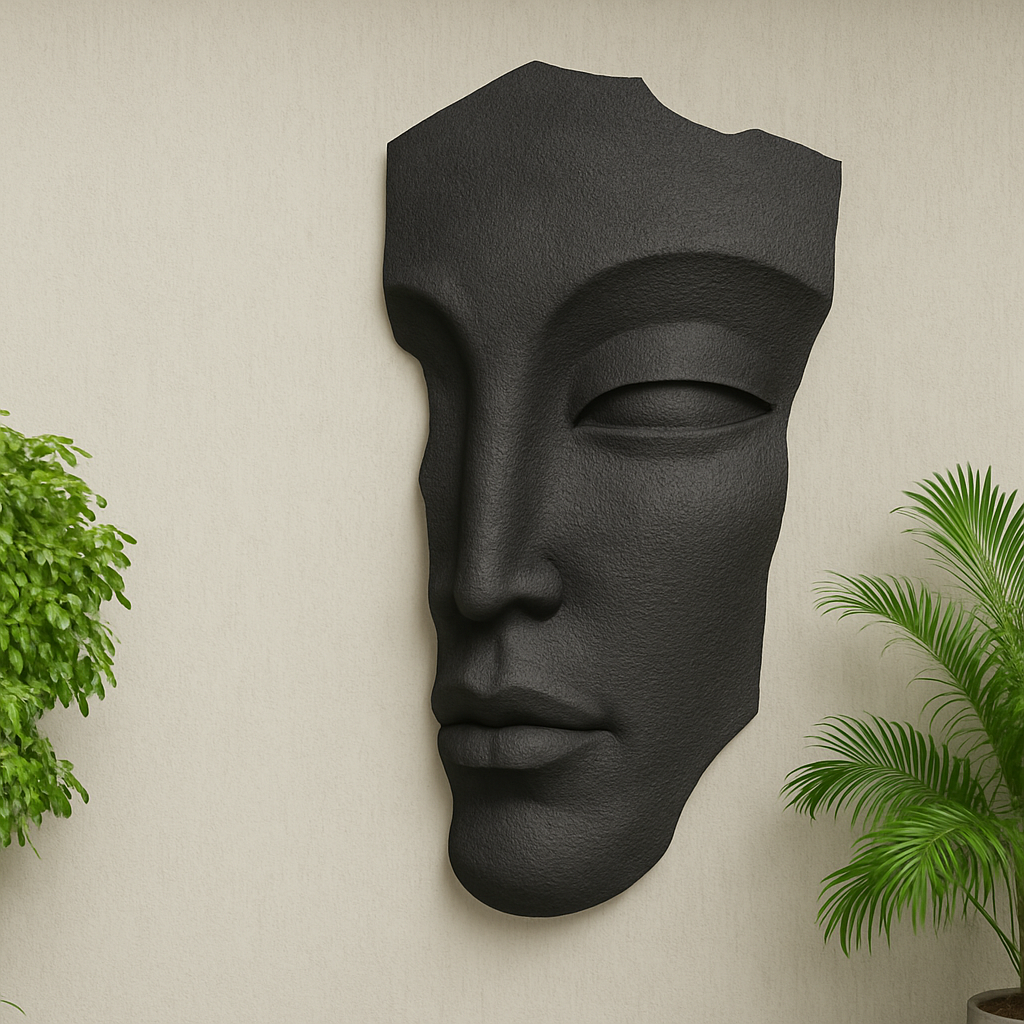 Customizable Face Sculpture Wall Decor, Modern Abstract Wall Art, Large 3D Wall Mask for Home and Office 95x7x50 cm (37.4x2.7x19.6 in)