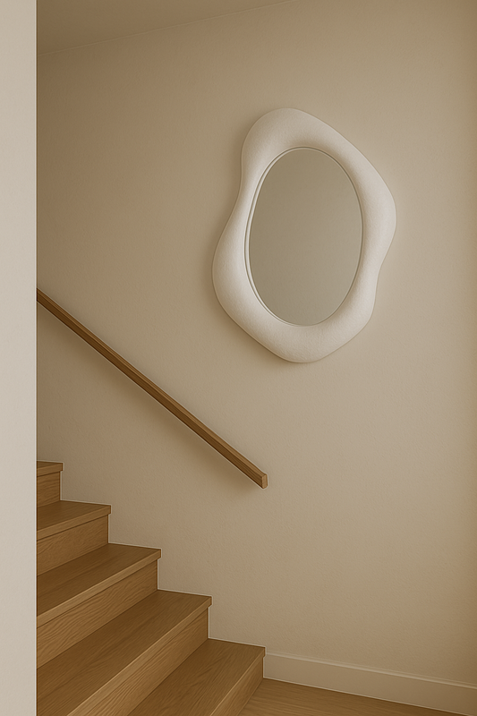 Small Organic Wall Mirror | 70x50 cm (27.5"x19.6") Modern Sculptural Mirror | Oval Textured Mirror for Bathroom, Entryway or Living Room