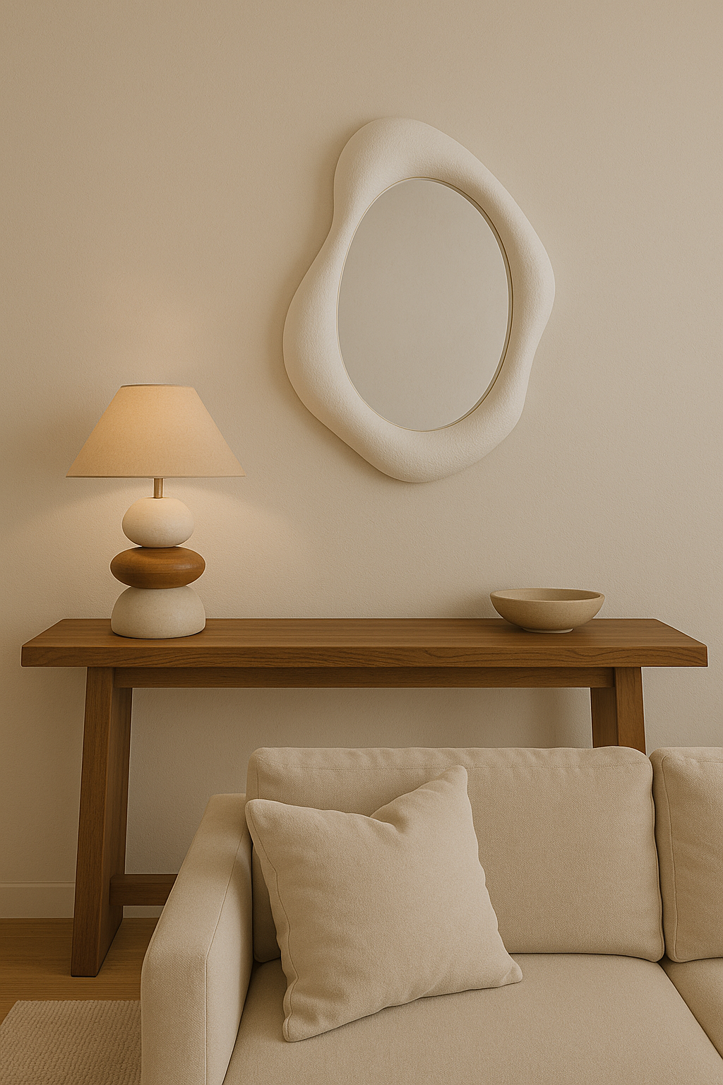 Small Organic Wall Mirror | 70x50 cm (27.5"x19.6") Modern Sculptural Mirror | Oval Textured Mirror for Bathroom, Entryway or Living Room