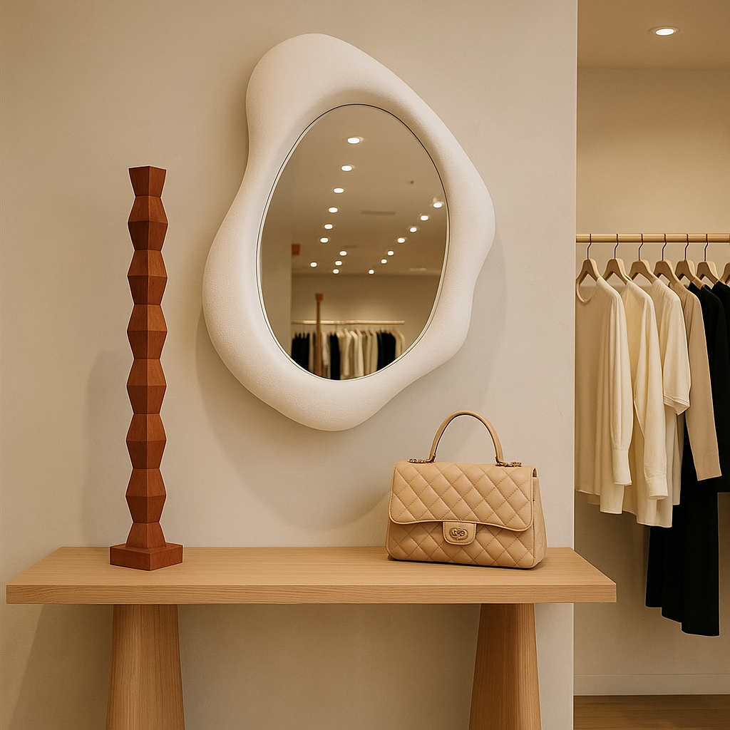 Small Organic Wall Mirror | 70x50 cm (27.5"x19.6") Modern Sculptural Mirror | Oval Textured Mirror for Bathroom, Entryway or Living Room