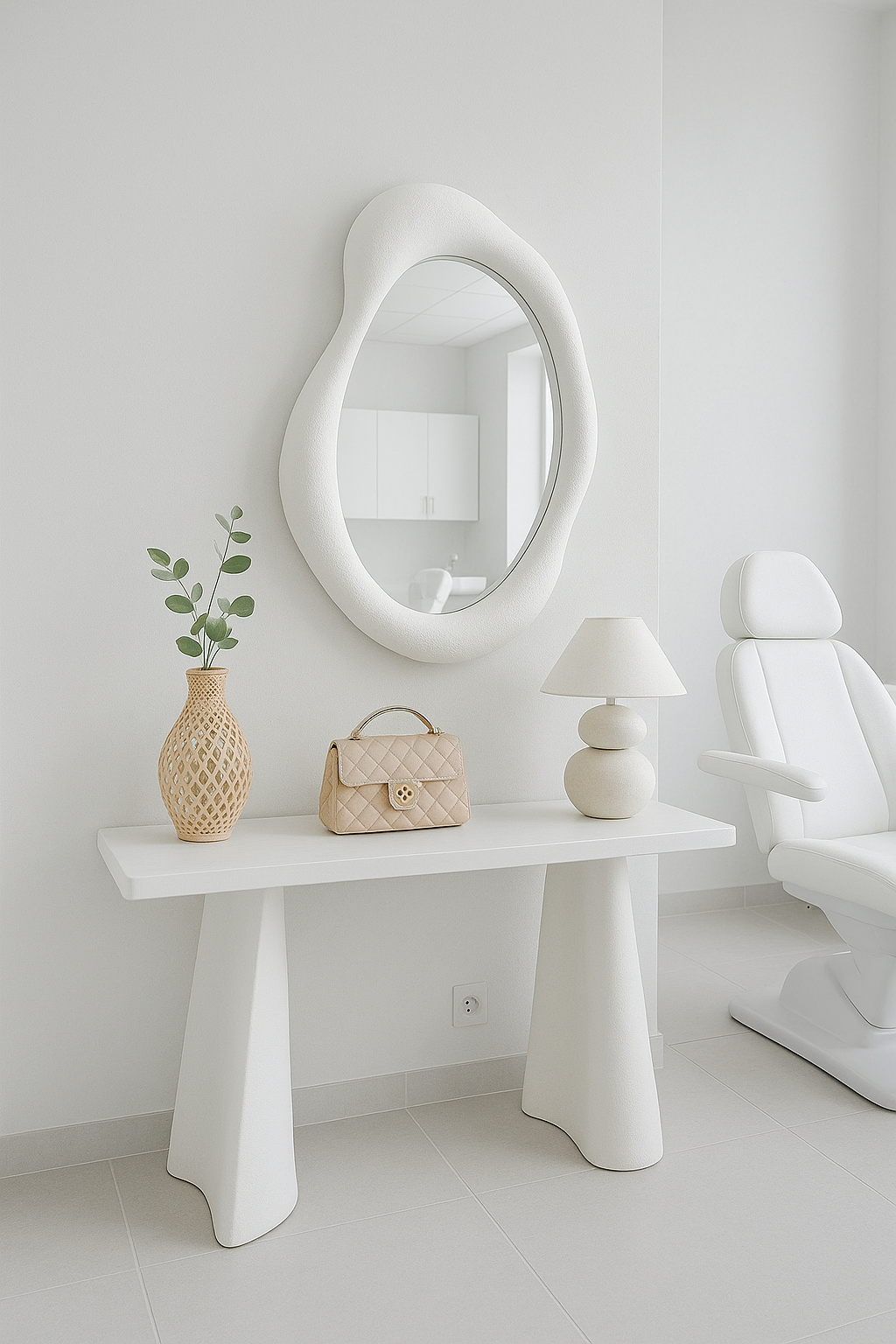Small Organic Wall Mirror | 70x50 cm (27.5"x19.6") Modern Sculptural Mirror | Oval Textured Mirror for Bathroom, Entryway or Living Room