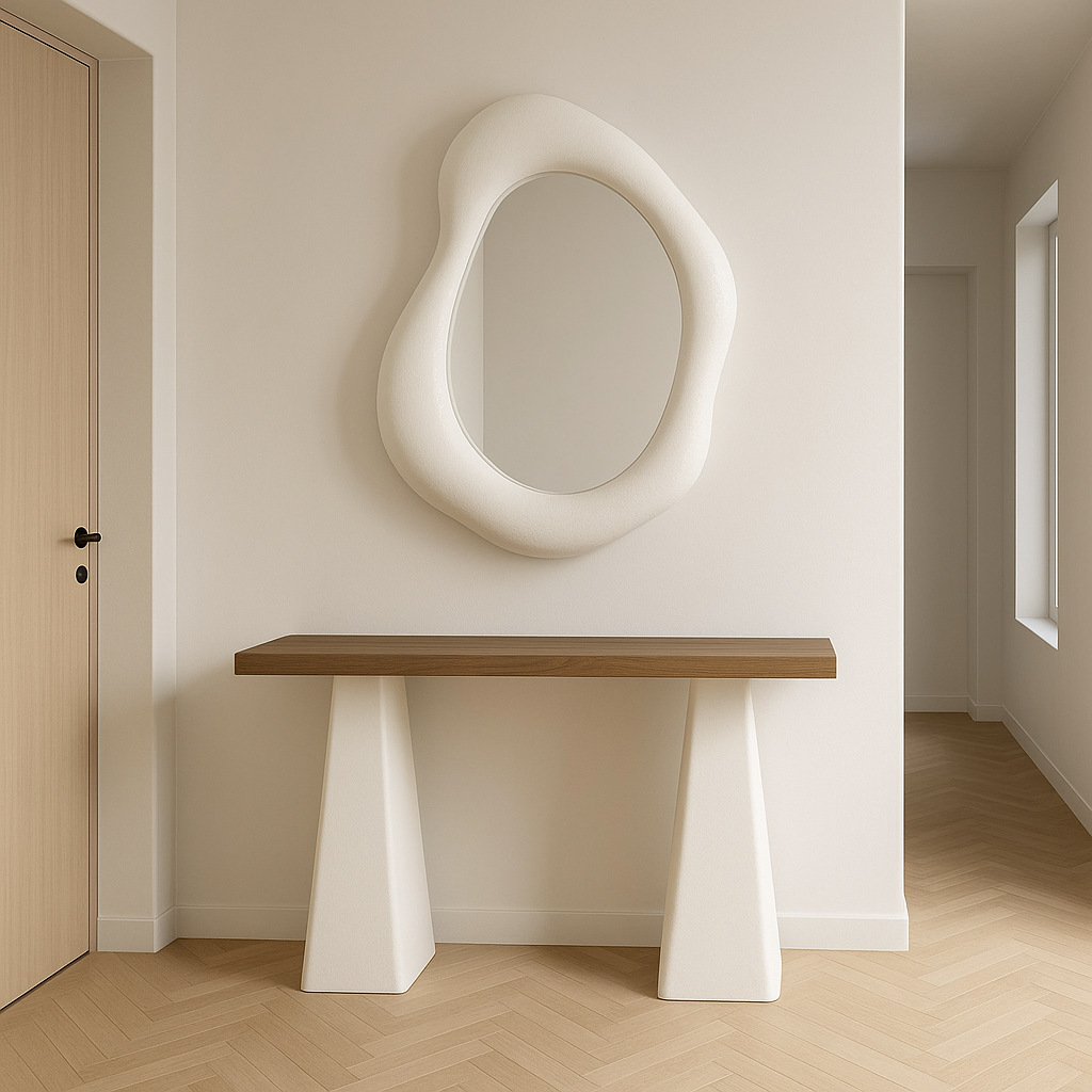 Small Organic Wall Mirror | 70x50 cm (27.5"x19.6") Modern Sculptural Mirror | Oval Textured Mirror for Bathroom, Entryway or Living Room