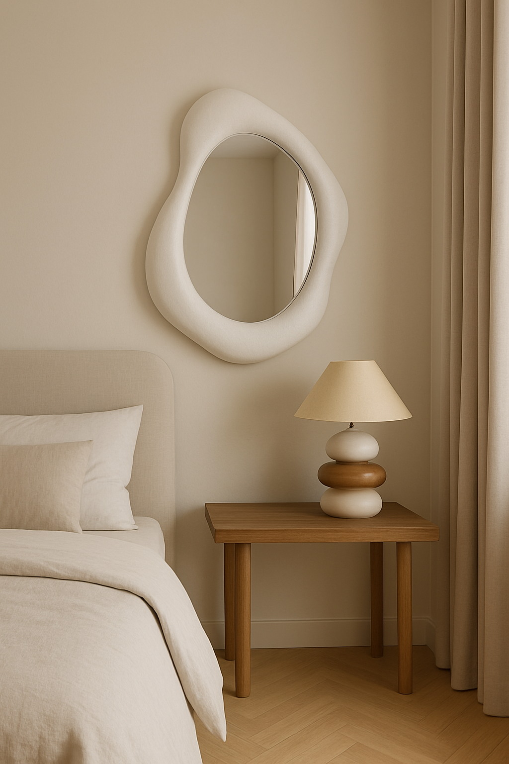Small Organic Wall Mirror | 70x50 cm (27.5"x19.6") Modern Sculptural Mirror | Oval Textured Mirror for Bathroom, Entryway or Living Room