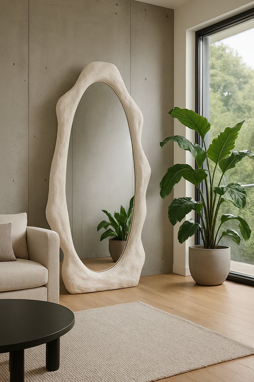 Large Oval Floor Mirror | 180x90 cm (70.8"x35.4") Modern Standing Mirror | Minimal Full Body Mirror | Handmade Custom Mirror