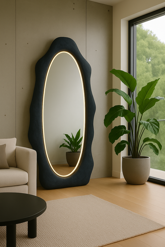 Large Oval Floor Mirror | 180x90 cm (70.8"x35.4") Modern Standing Mirror | Minimal Full Body Mirror | Handmade Custom Mirror
