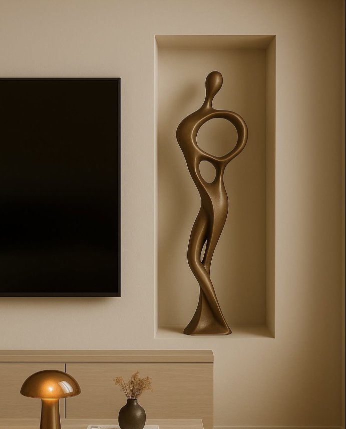 Modern Abstract Figure Sculpture | 180 cm Bronze-Style Floor Statue | Handmade Fiberglass Home Decor