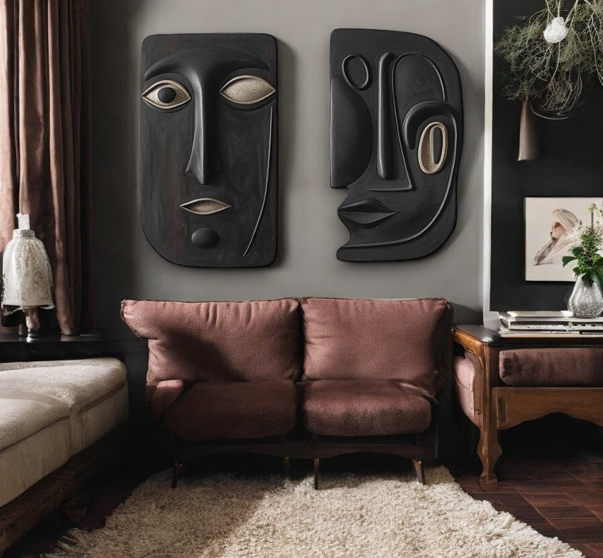Eclipse Serisi Bohem Duvar Heykeli Seti - 2 Parçalı Çarpıcı Sanatsal 3D Duvar Sanatı, Ev ve Ofis Dekorasyonu için 90x120 cm (35x47 inç)