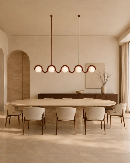Lampadario in Vetro Opale Moderno Lunova 120 cm | Vern Studio