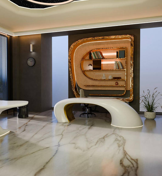 Modern Sculptural Console Table – Custom 220cm Artistic Desk – Handmade Durable Polyester Resin Furniture for Designer Interiors