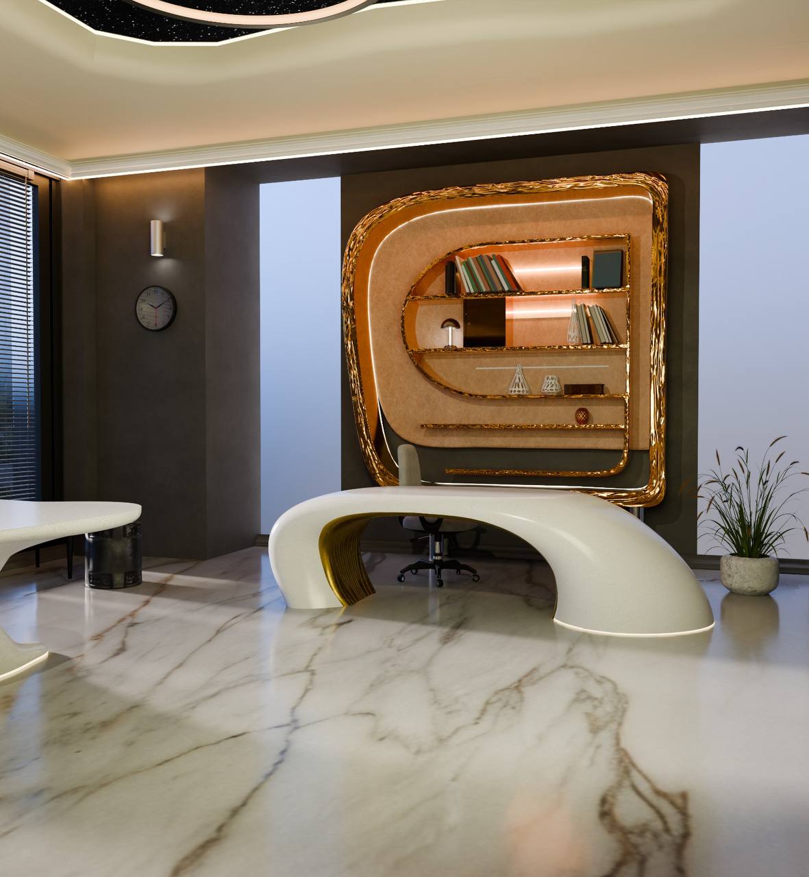 Modern Sculptural Console Table – Custom 220cm Artistic Desk – Handmade Durable Polyester Resin Furniture for Designer Interiors