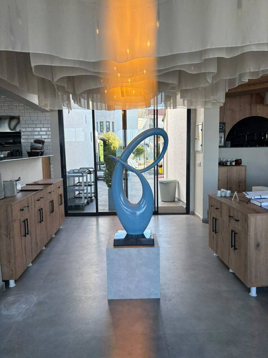 Modern Abstract Tabletop Sculpture – Custom Color Fiberglass Art – Handcrafted Curved Decor for Office, Lobby or Home Interiors