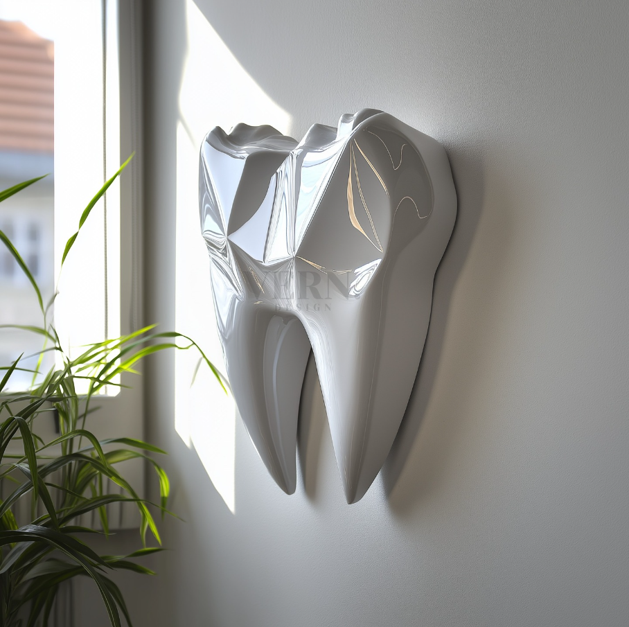 Diş Figürlü Duvar Heykeli (Model 3) – Diş Klinikleri İçin Modern 3D Sanatsal Heykel