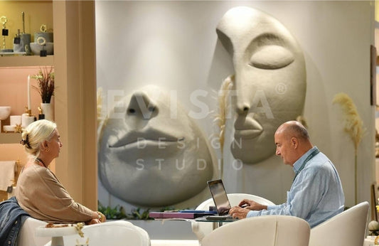 Wall Face Sculpture Set  Soft Series 3x2 Meters (118x79 Inches) | Handcrafted  Minimalist Face Wall Art  Modern Abstract Home Decor