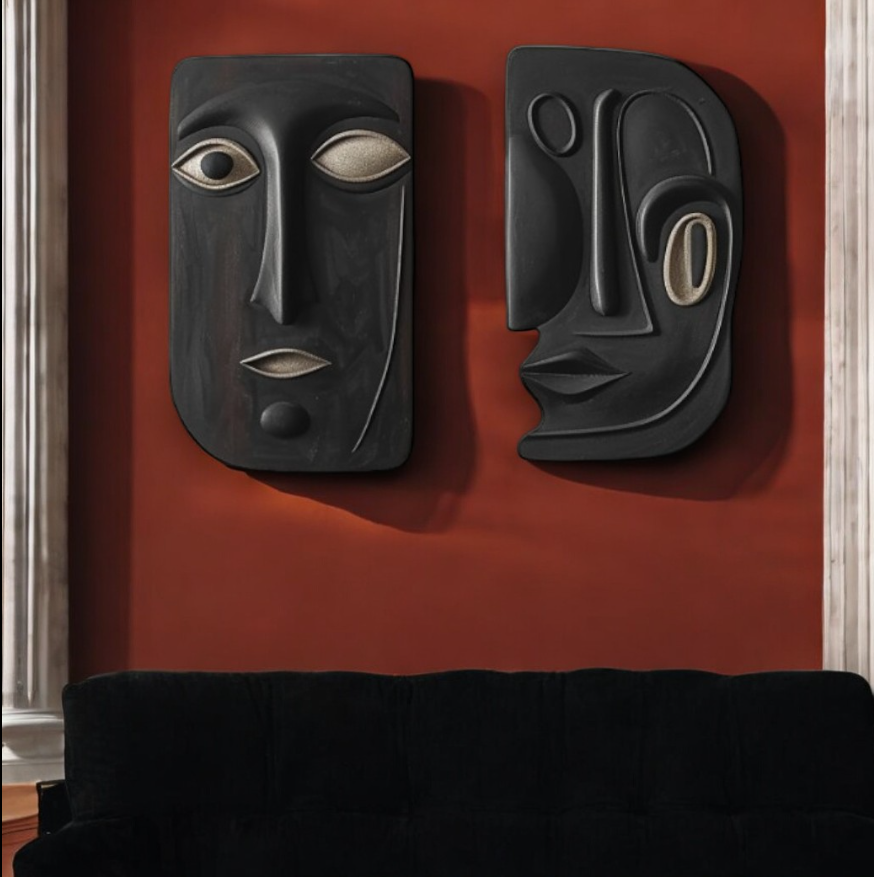 Eclipse Serisi Bohem Duvar Heykeli Seti – Modern Ev Dekorasyon İçin 2 Parça 3D Sanatsal Heykel