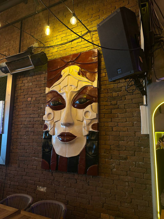 Elda Rouge Wall Sculpture – Art Deco with bold red tones and theatrical flair | 220x10x110 cm (87x4x43 in) | Statement wall art