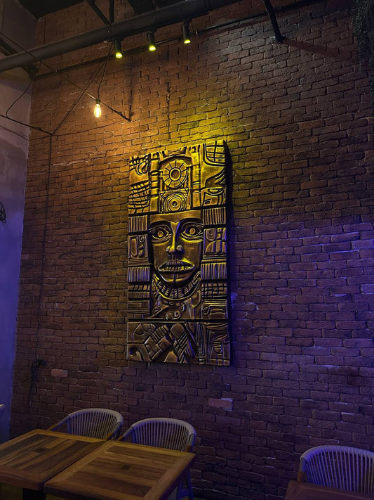 Tribal Duvar Heykeli – Afrika Esintili Büyük Boy Etnik Duvar Sanatı (200x100 cm)