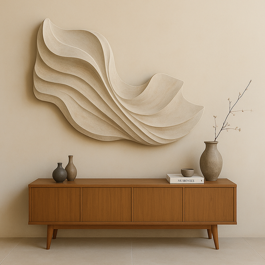 Large Abstract Wave Wall Sculpture | 150x100 cm (59"x39.3") Modern 3D Wall Art | Custom Fiberglass Wall Décor | Handmade Statement Piece