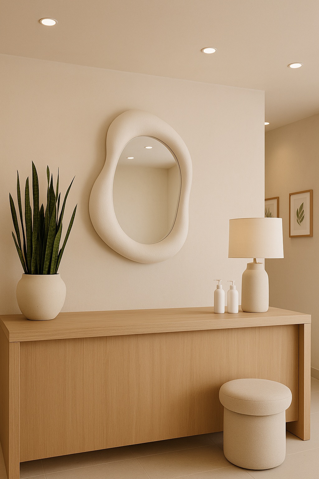 Small Organic Wall Mirror | 70x50 cm (27.5"x19.6") Modern Sculptural Mirror | Oval Textured Mirror for Bathroom, Entryway or Living Room