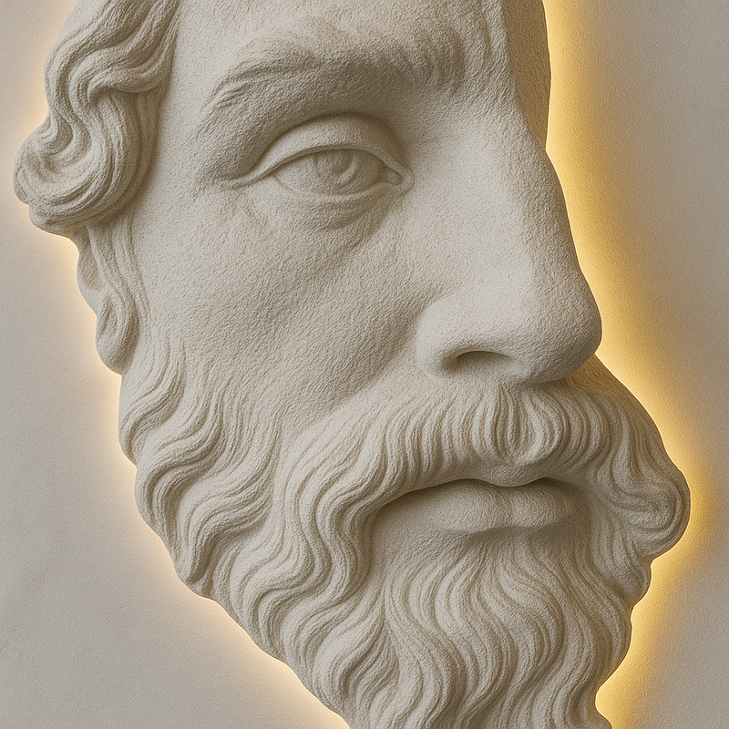 Vultus | Scultura da parete illuminata raffigurante un uomo barbuto