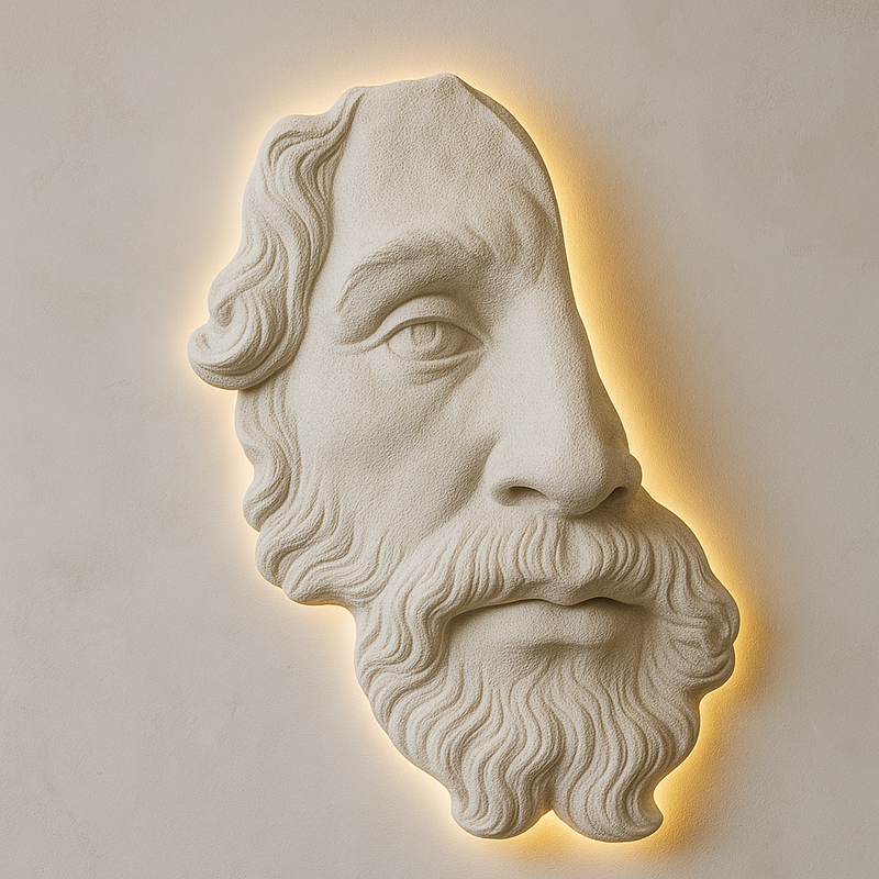 Vultus | Scultura da parete illuminata raffigurante un uomo barbuto