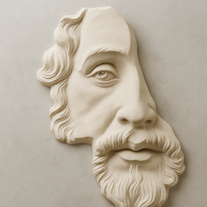 Vultus | Scultura da parete illuminata raffigurante un uomo barbuto