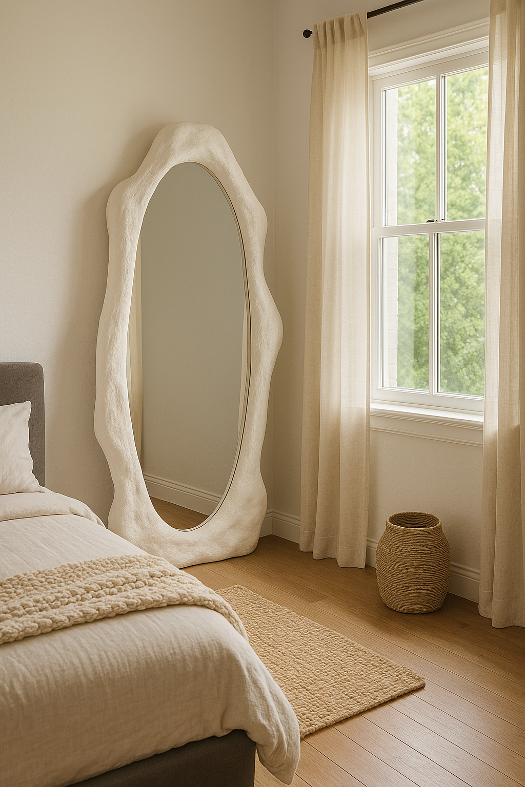 Large Oval Floor Mirror | 180x90 cm (70.8"x35.4") Modern Standing Mirror | Minimal Full Body Mirror | Handmade Custom Mirror