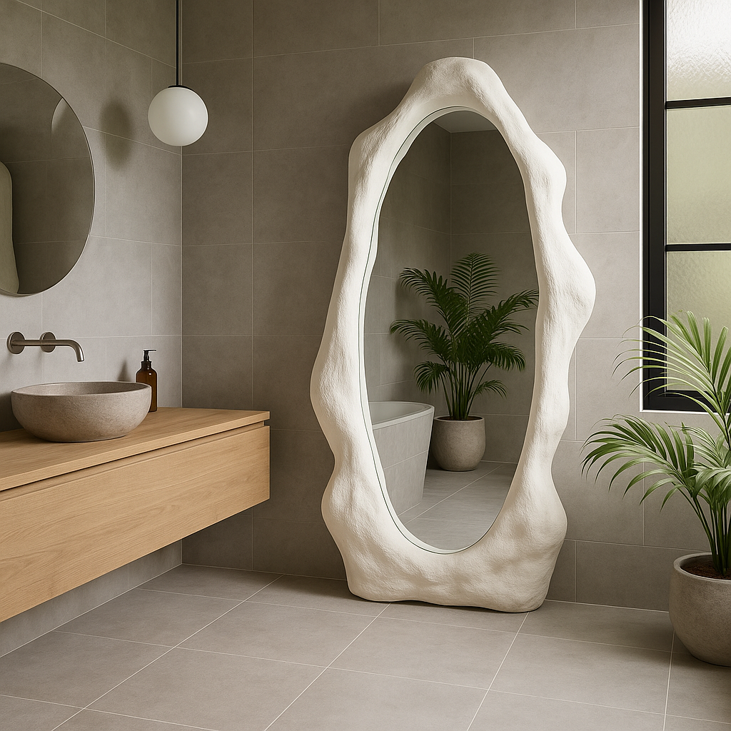Large Oval Floor Mirror | 180x90 cm (70.8"x35.4") Modern Standing Mirror | Minimal Full Body Mirror | Handmade Custom Mirror