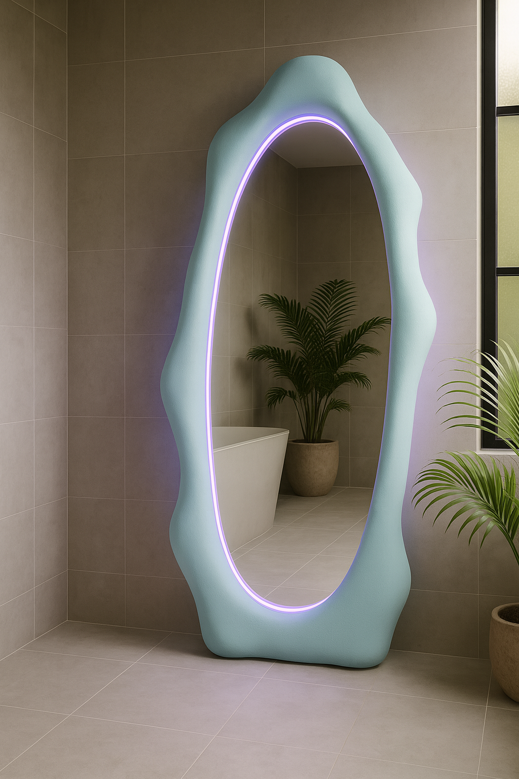 Large Oval Floor Mirror | 180x90 cm (70.8"x35.4") Modern Standing Mirror | Minimal Full Body Mirror | Handmade Custom Mirror