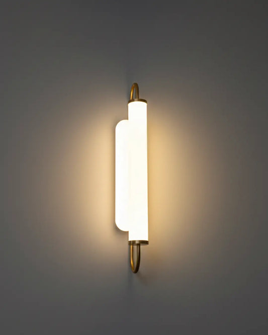 Luna Duo Aplik | Opal Cam Küreli Pirinç Duvar Lambası