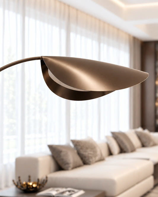 Arcelle Bronz Tonlu Kavisli Lambader – Salon ve Oturma Alanları İçin