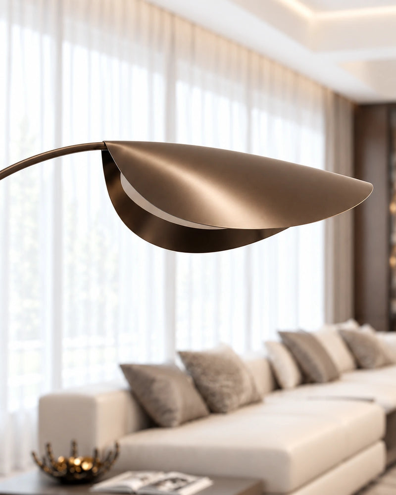 Arcelle Bronz Tonlu Kavisli Lambader – Salon ve Oturma Alanları İçin