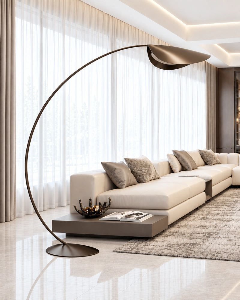 Arcelle Bronz Tonlu Kavisli Lambader – Salon ve Oturma Alanları İçin