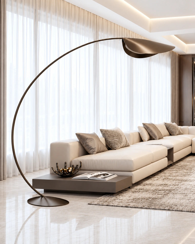 Arcelle Bronz Tonlu Kavisli Lambader – Salon ve Oturma Alanları İçin