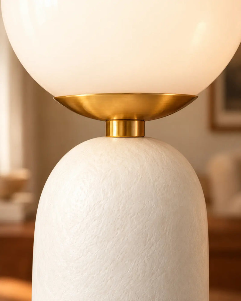 Lampada da tavolo scultorea a doppia sfera Duvia Compact – Corpo bianco