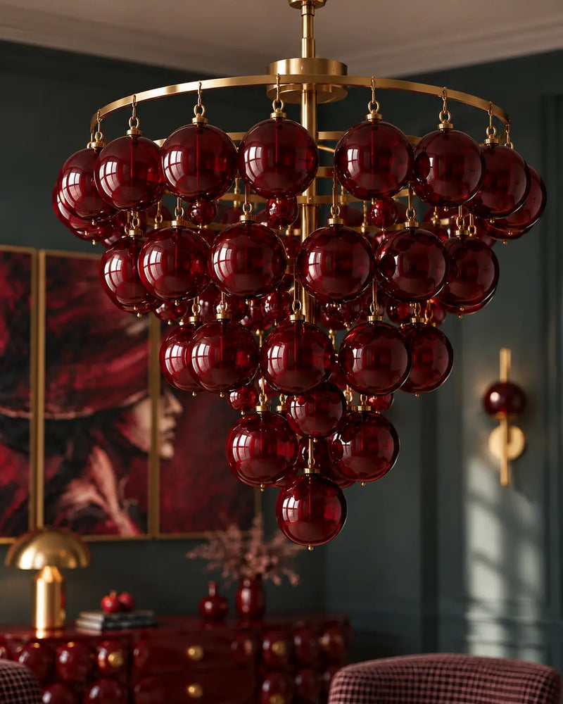 Grenat Bordo Küreli Avize – Salon ve Yemek Odası Aydınlatması