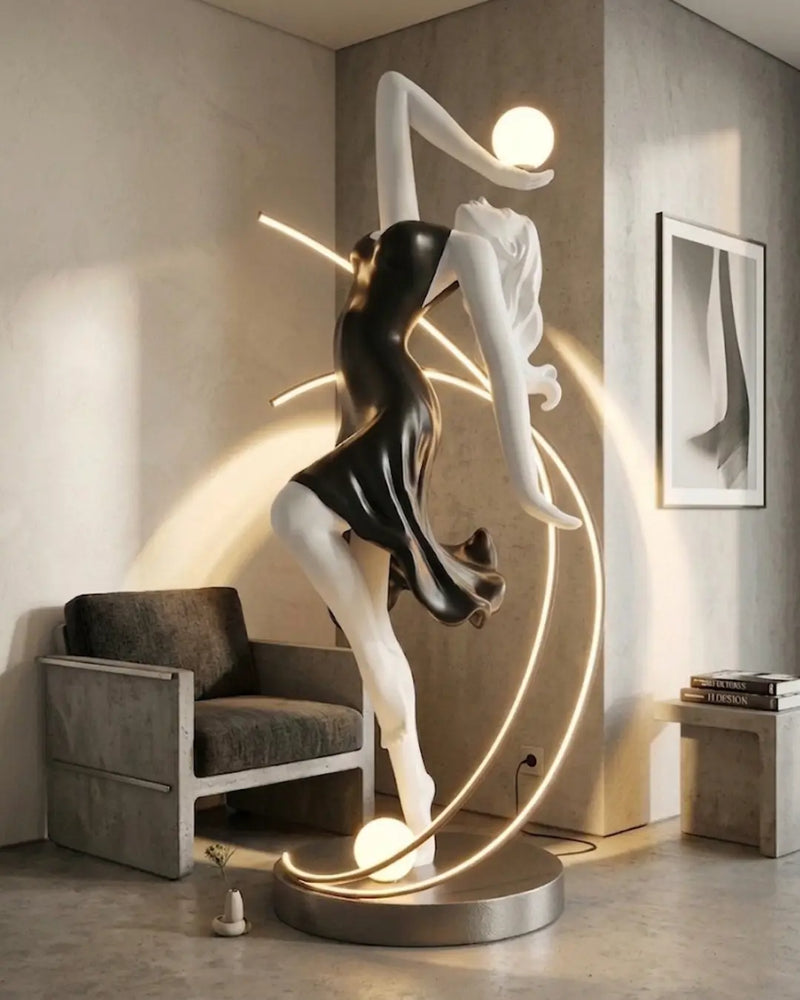 Luminous Allegra - Heykelsi Kadın Figürlü Modern Zemin Lambası - Lambader (190 cm)