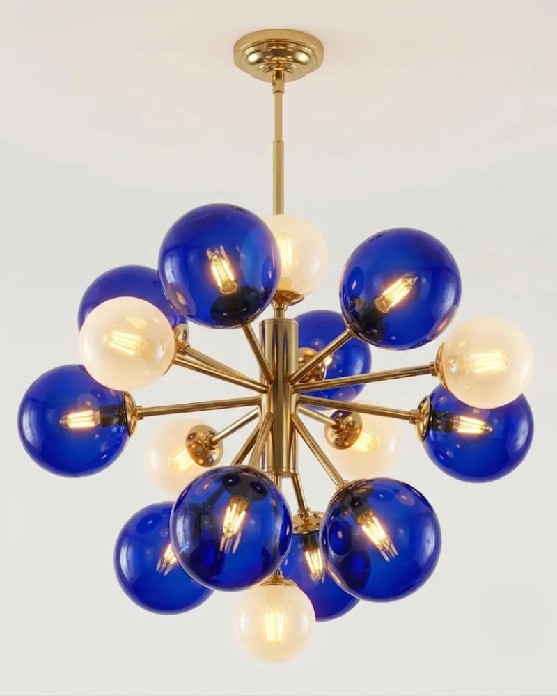 Midnight Chandelier - Kobalt Mavi Cam Küreli Özel Tasarım Avize
