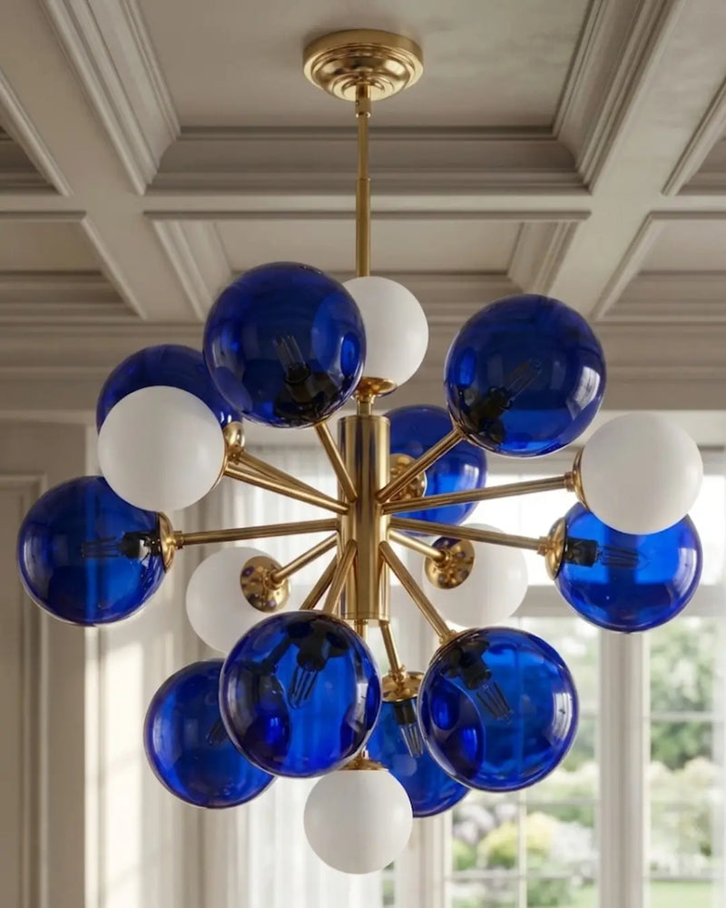Midnight Chandelier - Kobalt Mavi Cam Küreli Özel Tasarım Avize