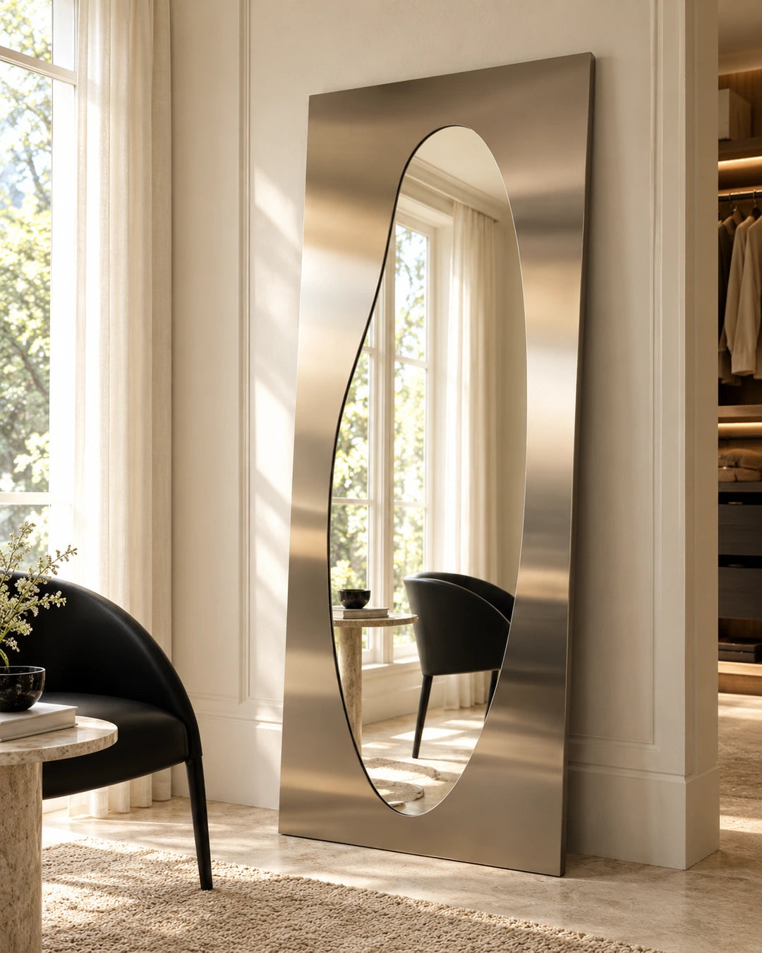 Ovara — Organic-Formed Stainless Metal Full-Length Mirror