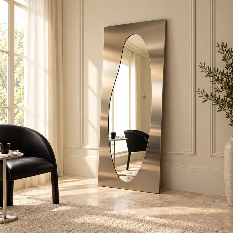 Ovara — Organic-Formed Stainless Metal Full-Length Mirror