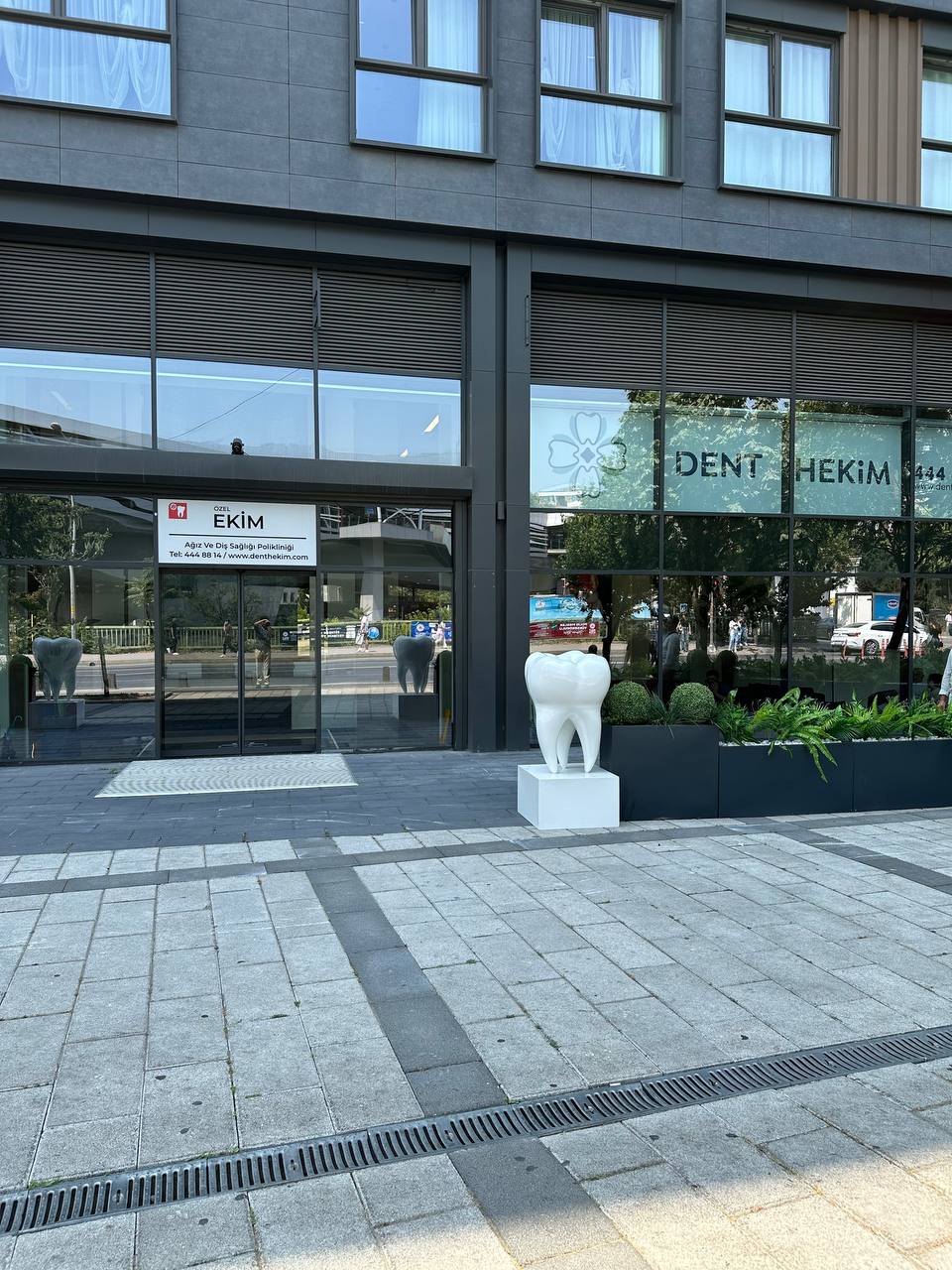Large Tooth Sculpture with Pedestal – 170x70x70 cm Dental Art Statue – Durable Outdoor Decor for Clinics & Medical Spaces