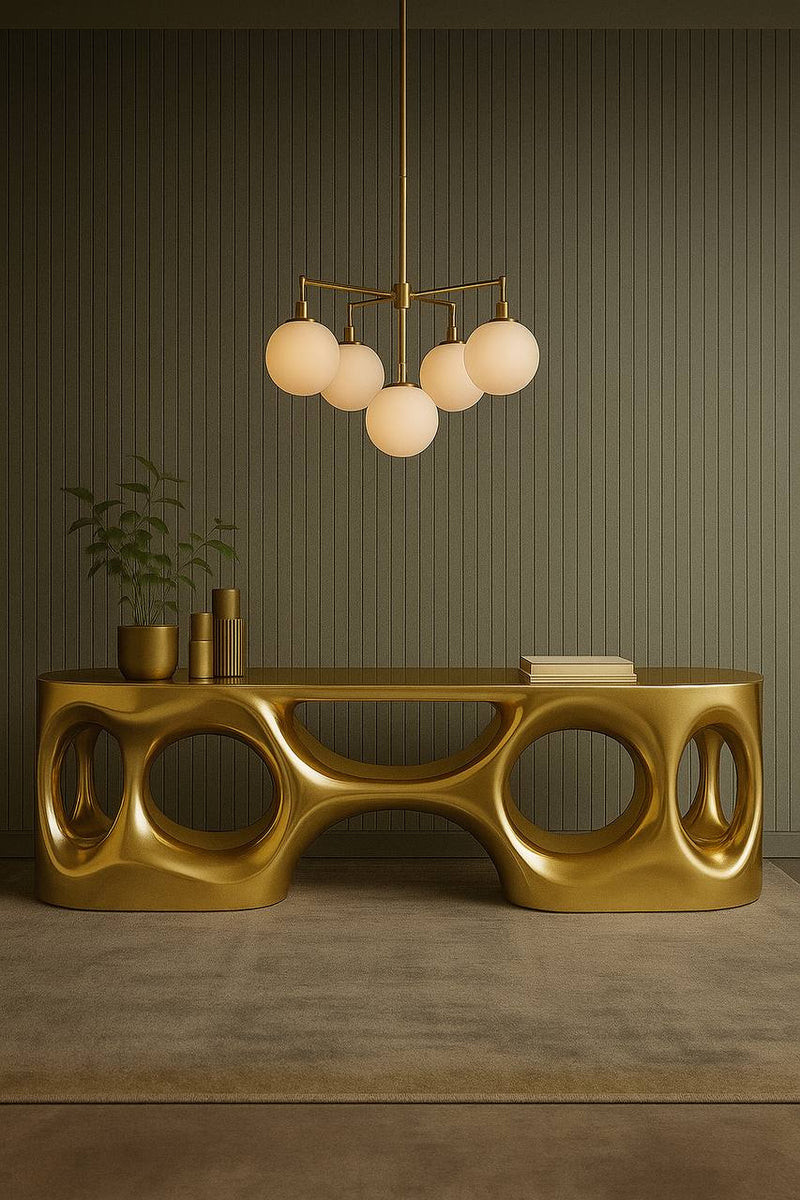 Modern Sculptural Console Table – Custom 200cm Statement Desk – Durable Handmade Resin Furniture for Luxury Interiors