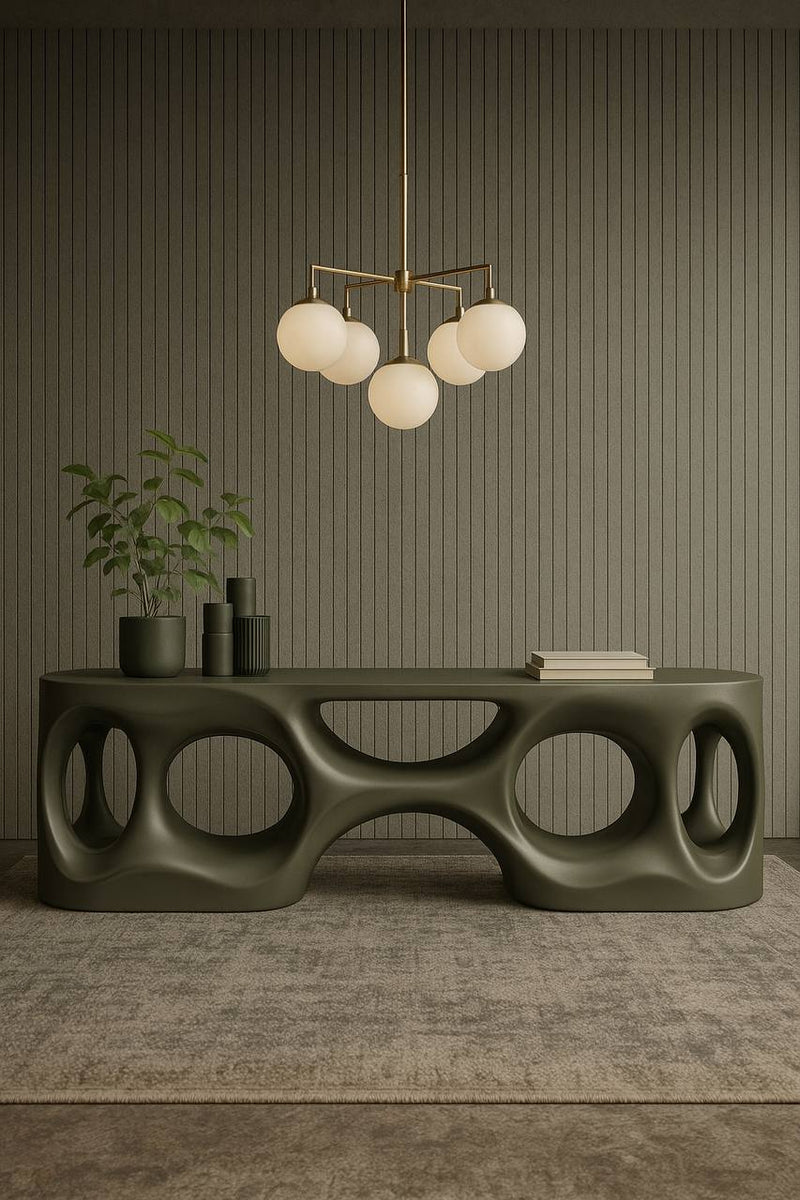Modern Sculptural Console Table – Custom 200cm Statement Desk – Durable Handmade Resin Furniture for Luxury Interiors