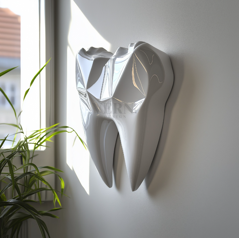 Diş Figürlü Duvar Heykeli (Model 3) – Diş Klinikleri İçin Modern 3D Sanatsal Heykel