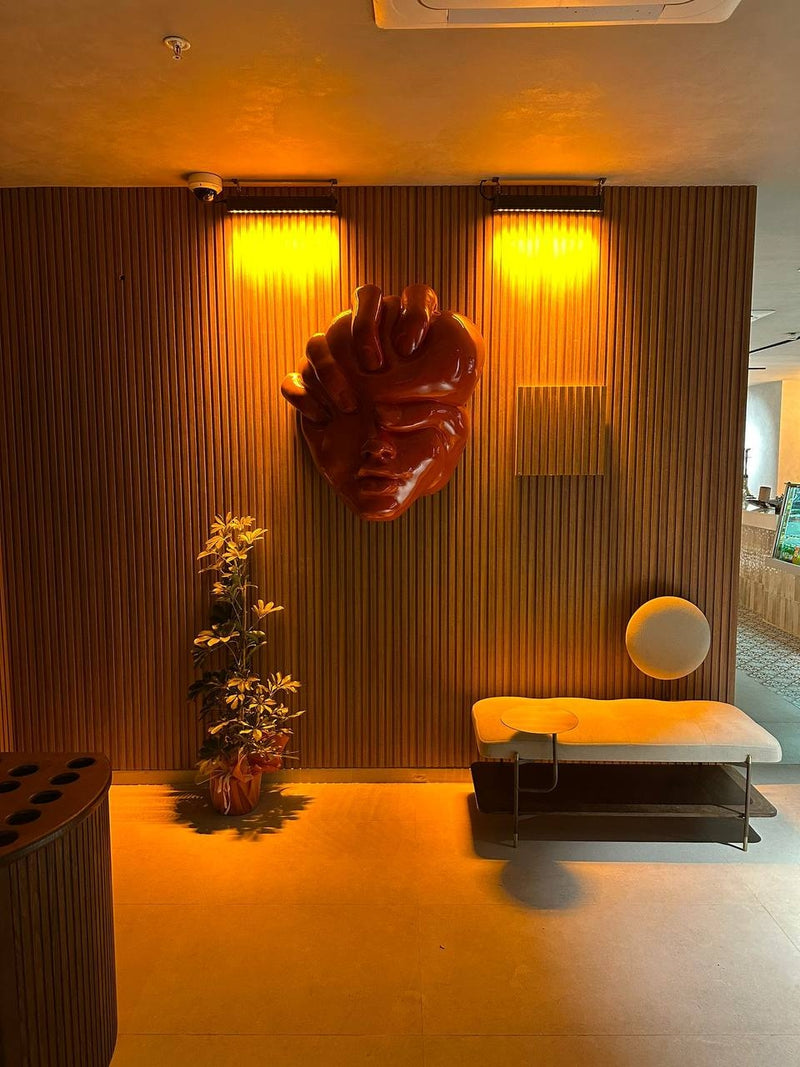 Scultura da parete moderna con volto annoiato – Scultura artistica 3D per l'arredamento moderno della casa